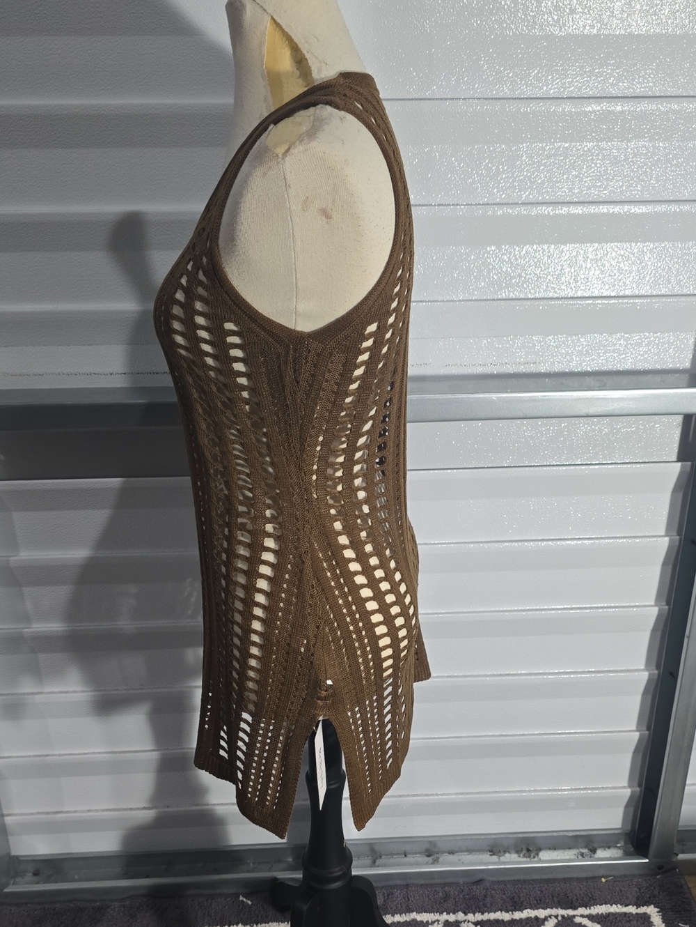Sleeveless Brown Crochet Swim Cover-Up Tank Size Small NWT - Picture 6 of 14